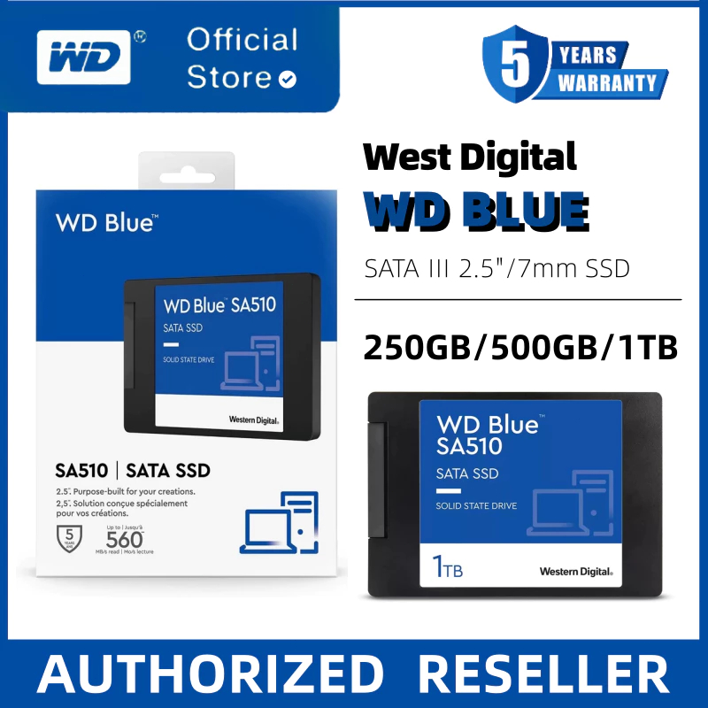 WD Blue SSD SA510 250G 500GB 1TB SATA III ไดรฟ์ Solid State ภายในสำหรับแล็ปท็อปเดสก์ท็อป