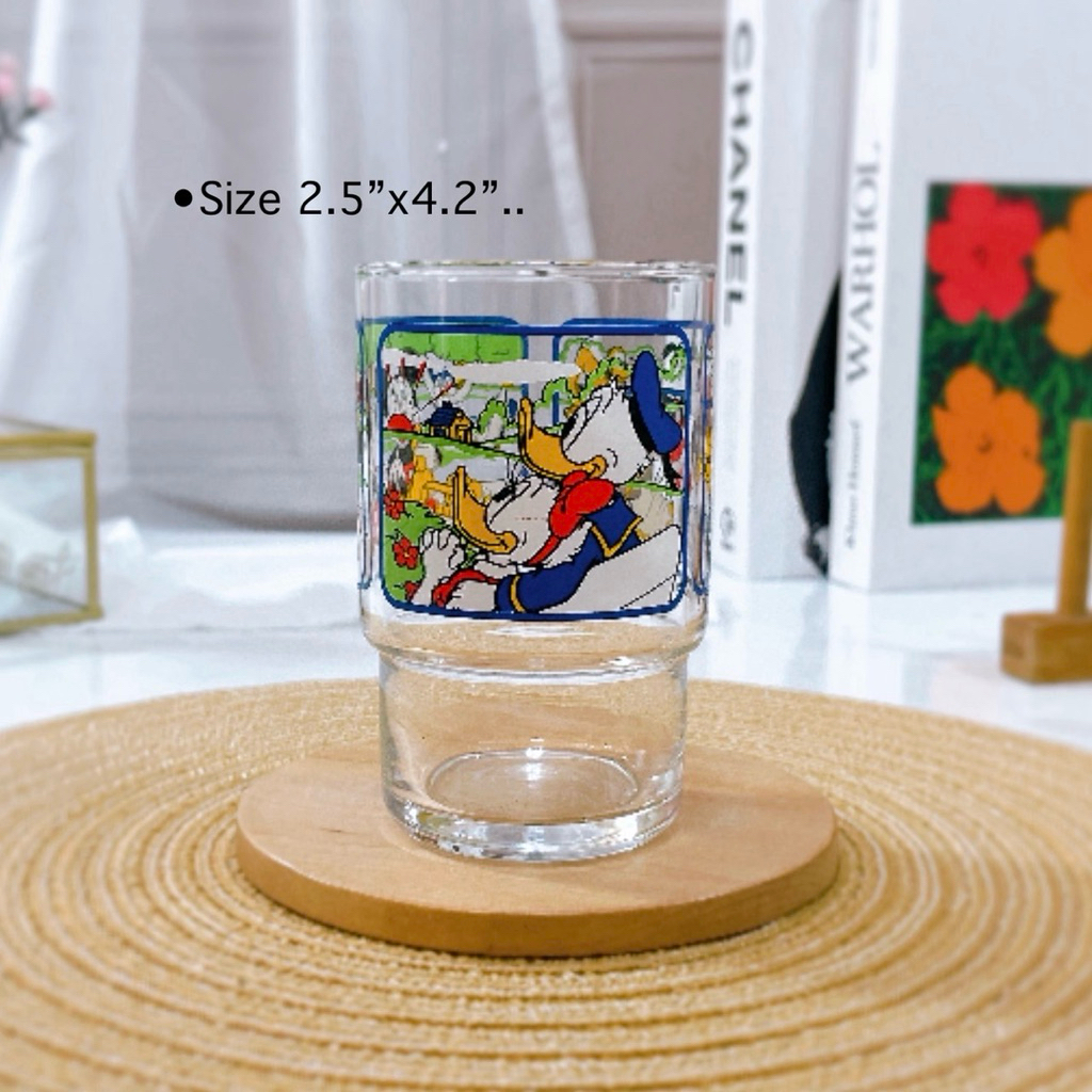 (พร้อมส่ง-002) แก้วน้ำ แก้วใส แก้วแฟนต้า ขนาด 2.5" x 4.2" มีภาพการ์ตูนสีสันสดใส ของแท้100% จากญี่ปุ่น
