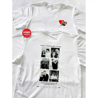 เสื้อยืดสกรีนตามสั่ง เสื้อคู่ สกรีนรูปหน้าและข้อความ ผ้า cotton100% | สกรีนอกซ้ายและหลัง