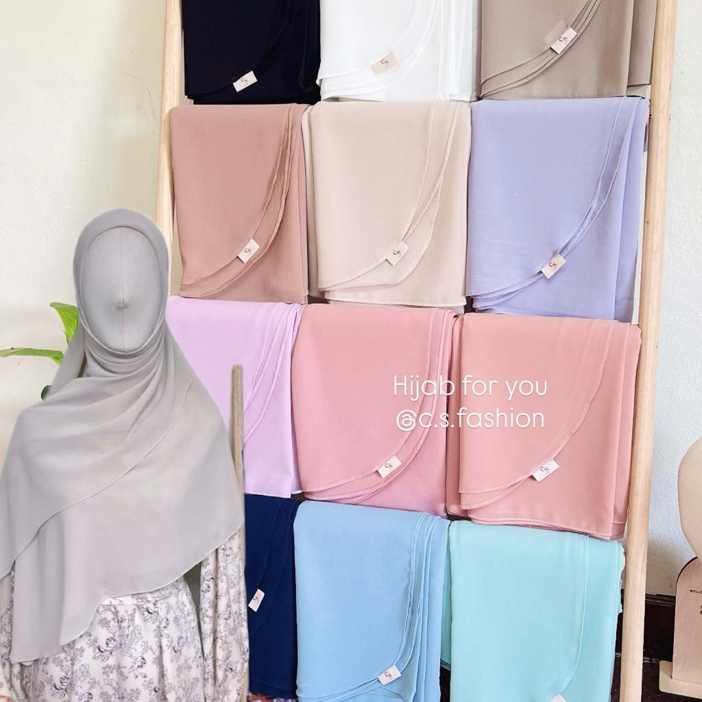 (พร้อมส่ง✨)ฮิญาบชีฟอง สามเหลี่ยมมุมโค้ง ผ้าคลุมชีฟอง ขนาดหลาสอง|หลาสาม