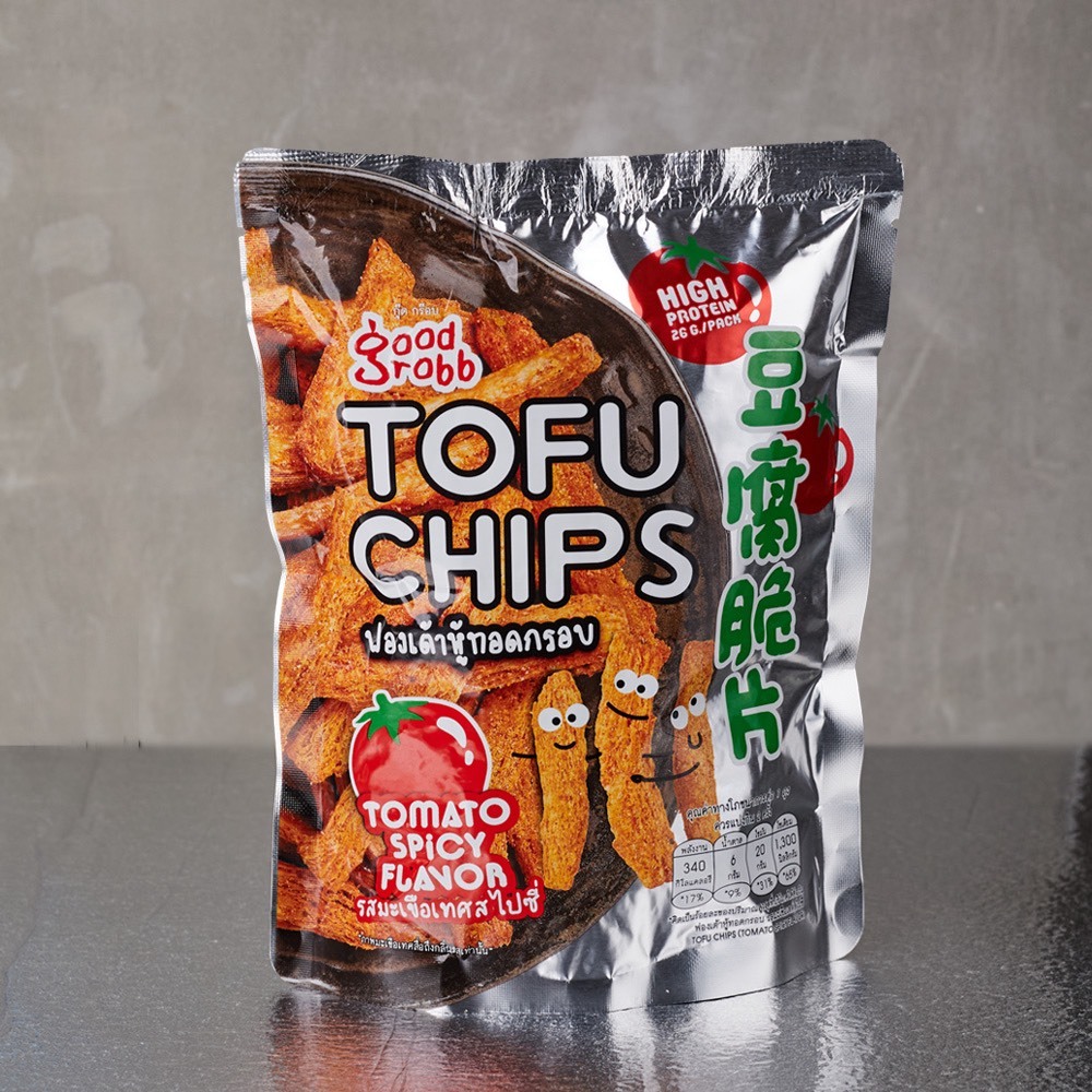 Good Grobb TOFU CHIPS ฟองเต้าหู้ทอดกรอบ รสมะเขือเทศสไปซี่