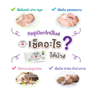 Tinynose ทิชชู่เปียกสูตรน้ำเกลือ ผ้าเช็ดทำความสะอาดสำหรับเด็ก แพ็ค 50 แผ่นx 12 ซอง ทิชชู่เปียกยกลัง