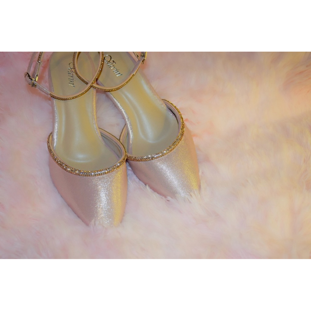 (รุ่นเก่า) VRT12 ส้นสูง2นิ้ว หนังกลิตเตอร์ สีชมพู ใส่เที่ยว ใส่ออกงาน ใส่ทำงาน