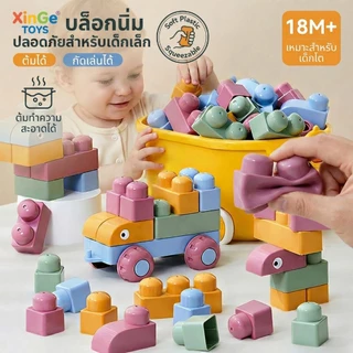 ⭐️พร้อมส่ง⭐️53 / 90 PCS บล็อคตัวต่อ บล็อกซิลิโคน ของเล่นเด็ก อนุภาคขนาดใหญ่ พร้อมกล่องเก็บของ