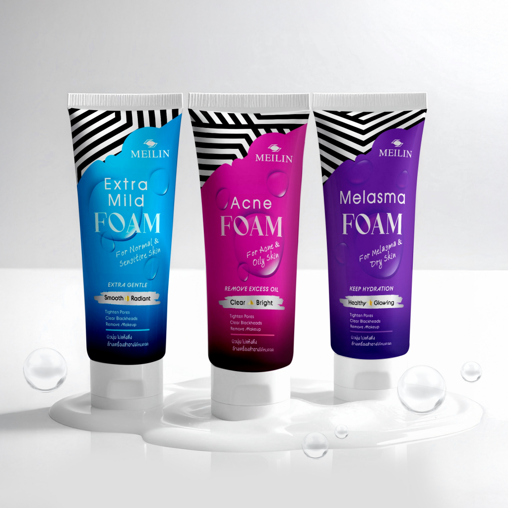 เมลิน โฟมล้างหน้า  ผิวธรรมดา, สิว-หน้ามัน, ฝ้า-หน้าแห้ง MEILIN FACIAL FOAM: For Normal Skin, Acne & 