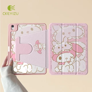 CKYZ 24ชั่วโมงเคส เคสไอแพด Air7 Air8 Gen11 ที่ใส่ปากกา My Melody เคสiPadหมุน 360°Gen10/9 Pro11 2024