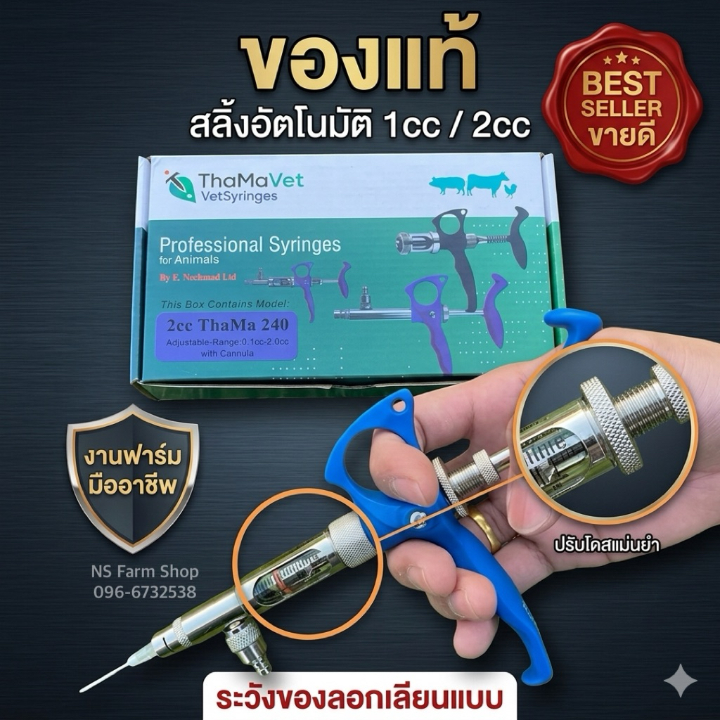 ของแท้ ส่งด่วนจากไทย‼ ไซริ้งฉีดยาไก่ เป็ด อัตโนมัติ 1cc