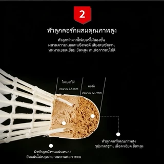 ลูกแบดมินตันคุณภาพสูง 12 ลูก ขนห่านแท้ สปีด76 หัวไม้คอร์ก 2 ชั้น เที่ยวบินมั่นคง รุ่น D20 ของ Hangyu