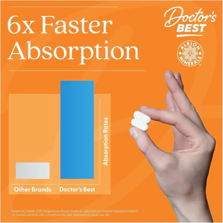 ✅พร้อมส่ง แมกนีเซียม ไกลซิเนต⭐️ Doctor's Best, High Absorption Magnesium Glycinate + Lycinate, 100 mg, 120 Tablets