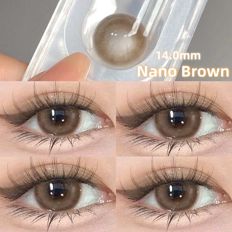 [ 2คู่-8% & 3คู่-10%] Midroo เลนส์สไตล์ประจำวัน  คอนแทคเลนส์สี Nano Brown 14.0mm mini ขนาดมินิ Monthly Replace