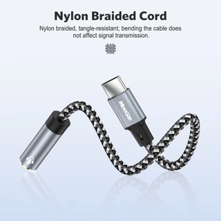 MEEGOO สายแปลงเสียง Type-C เป็น 3.5mm 15ซม รองรับโทรศัพท์/แท็บเล็ต ไม่มีเสียงรบกวน สายถักไนล่อนทนทาน