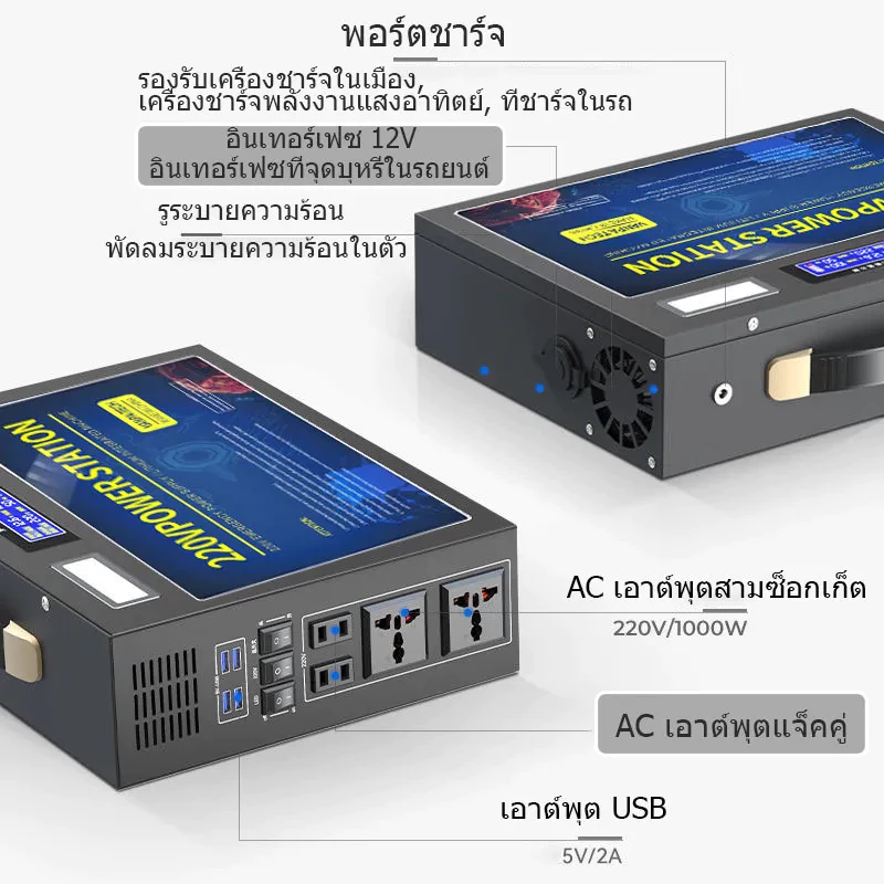 power box power station camping แคมป์ปิ้ง 1200W ไฟสำรองแคมปิ้ง 220V อุปกรณ์แคมปิ้ง เครื่องสำรองไฟ แคมป์ปิ้ง กล่องสำรองไ thumbnail 7