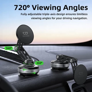 GOOJODOQ ที่วางโทรศัพท์แม่เหล็ก โลหะ Phone Holder แขนพับได้สามแกน การดูดซับสุญญากาศ Phone Grips