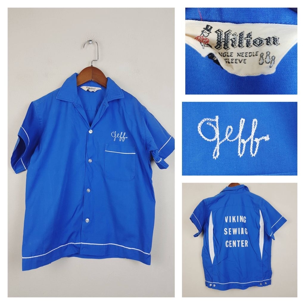 🎳 HILTON Bowling Shirt VIKING SEWING CENTER "Jeff" Made in USA 🇺🇲 Size XS
