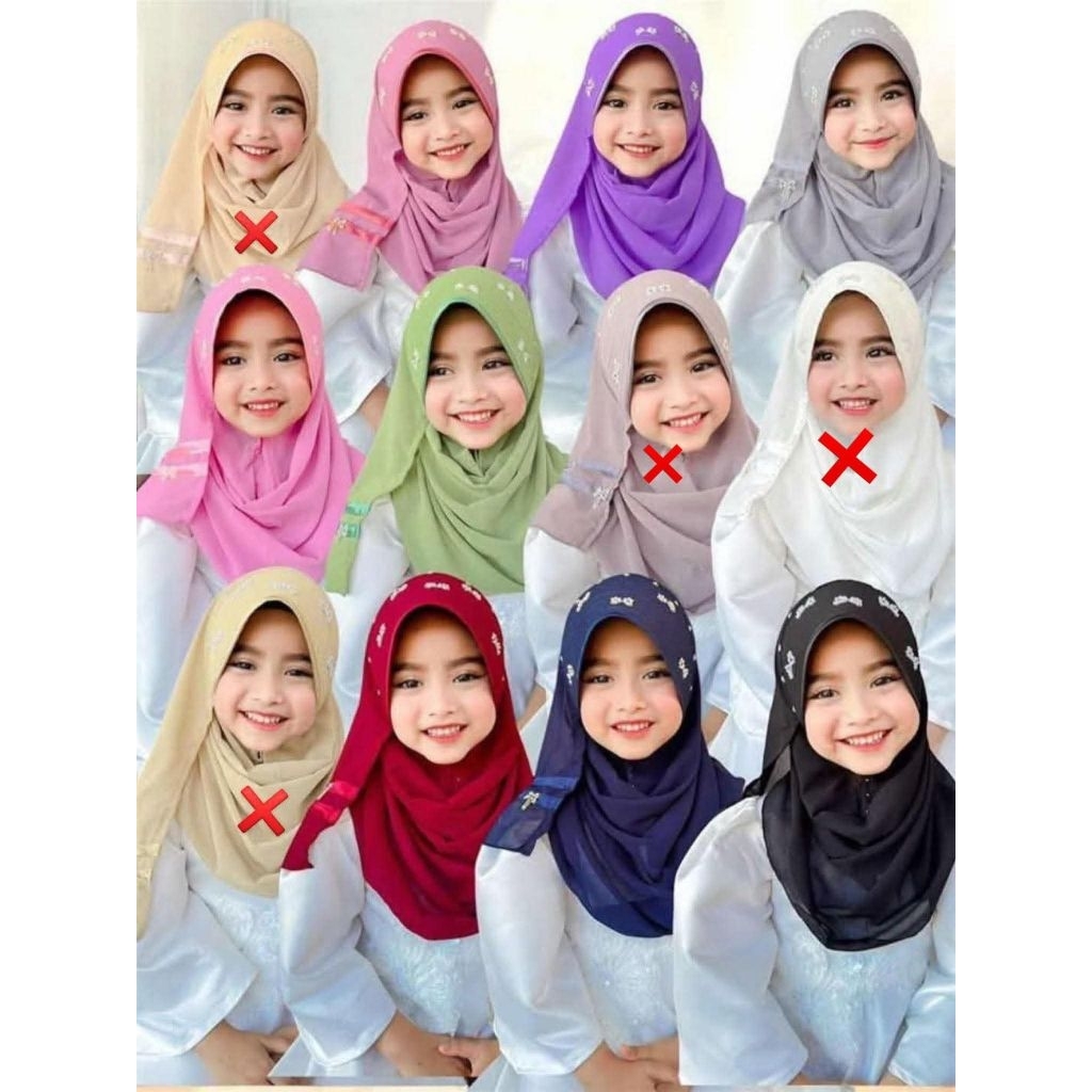 ผ้าคลุมชีฟองสำเร็จ ปักโบว์ (เด็ก)👧🏼🤍