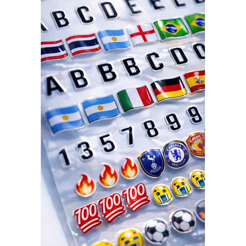 ตัวอักษรคริสตัลสติ๊กเกอร์ สำหรับติดรองเท้าสตั๊ด รองเท้ากีฬา และรองเท้าทุกชนิด กันน้ำ ติดทนนาน