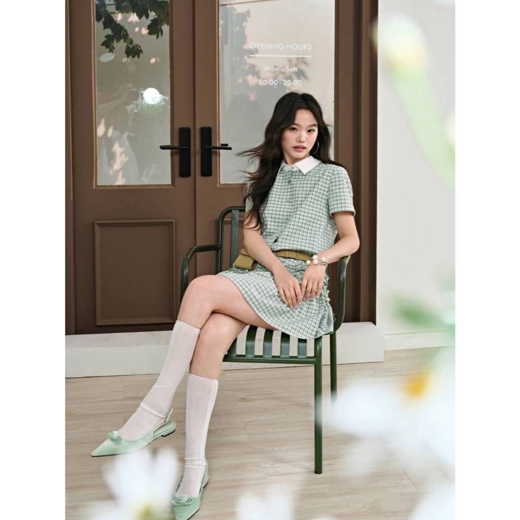 [Preorder] KUOSE : Green Gingham Collared Dress