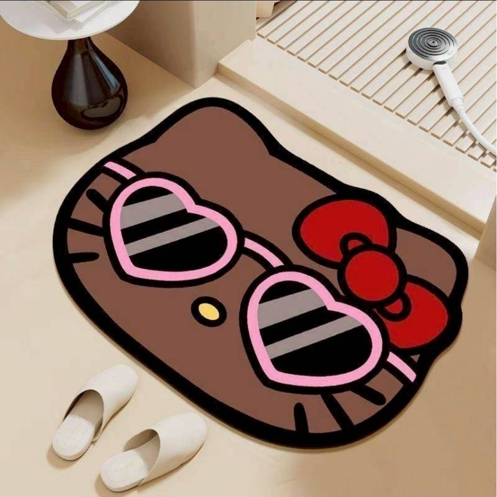 พรมลาย Hello Kitty Tan น้องคิตตี้ผิวสีแทน แบบ 3D ลายใหม่ ซับน้ำได้ดีไม่ลื่น ขนาด 60 x 40 cm