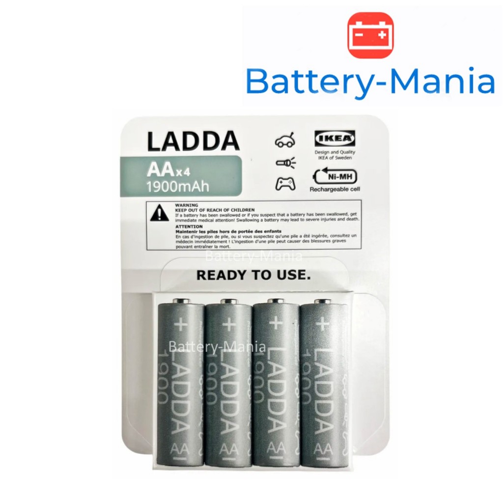 ถ่านชาร์จ IKEA Ladda AA 1900mAh 1.2 V อิเกีย ลัดด้า ผลิตในญี่ปุ่น ออกใบกำกับภาษีได้