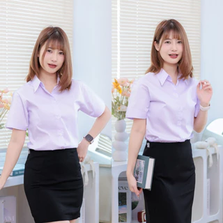 เสื้อนักศึกษาหญิงเข้ารูปถูกระเบียบ•หลังสามเหลี่ยม•หลังว่าง•หลังมีสาบ(SZ.32-56)“สีขาวนวล|สีขาวสว่าง|สีขาวโอโม่”