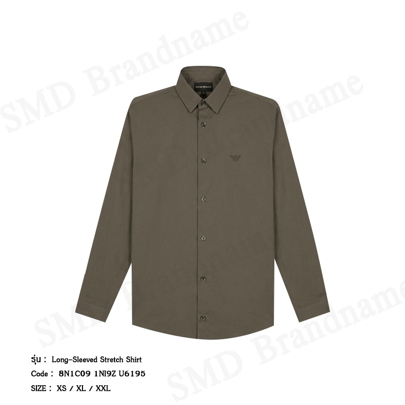 Emporio Armani  เสื้อเชิ้ตแขนยาวผู้ชาย รุ่น Long-Sleeved Stretch Shirt Code: 8N1C09 1NI9Z U6195