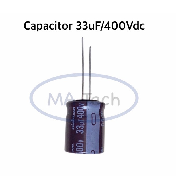 33uf 400v คาปาซิเตอร์ 33uF400V Capacitor 400v33uf ขาห่าง 7.5มม (ขนาด 16.0x20.0มม)