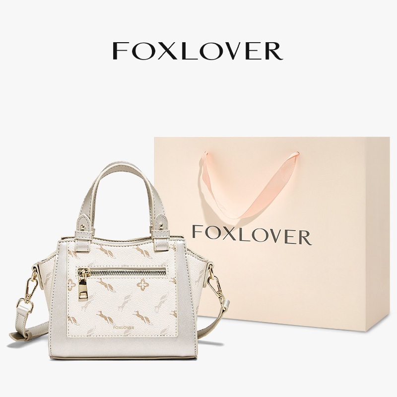 FOXLOVER กระเป๋าสะพายไหล่สำหรับผู้หญิง  พร้อมสายสะพายไหล่ปรับได้  ทันสมัย  สีขาว  สีแอปริคอท  สีดำ