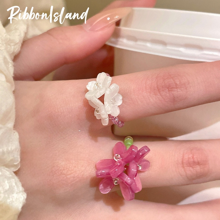 แหวน ring สไตล์เกาหลี ลูกปัด ins แฟชั่น รูปดอกไม้ หรูหรา มินิมอล น่ารัก หวาน ส่งเร็ว