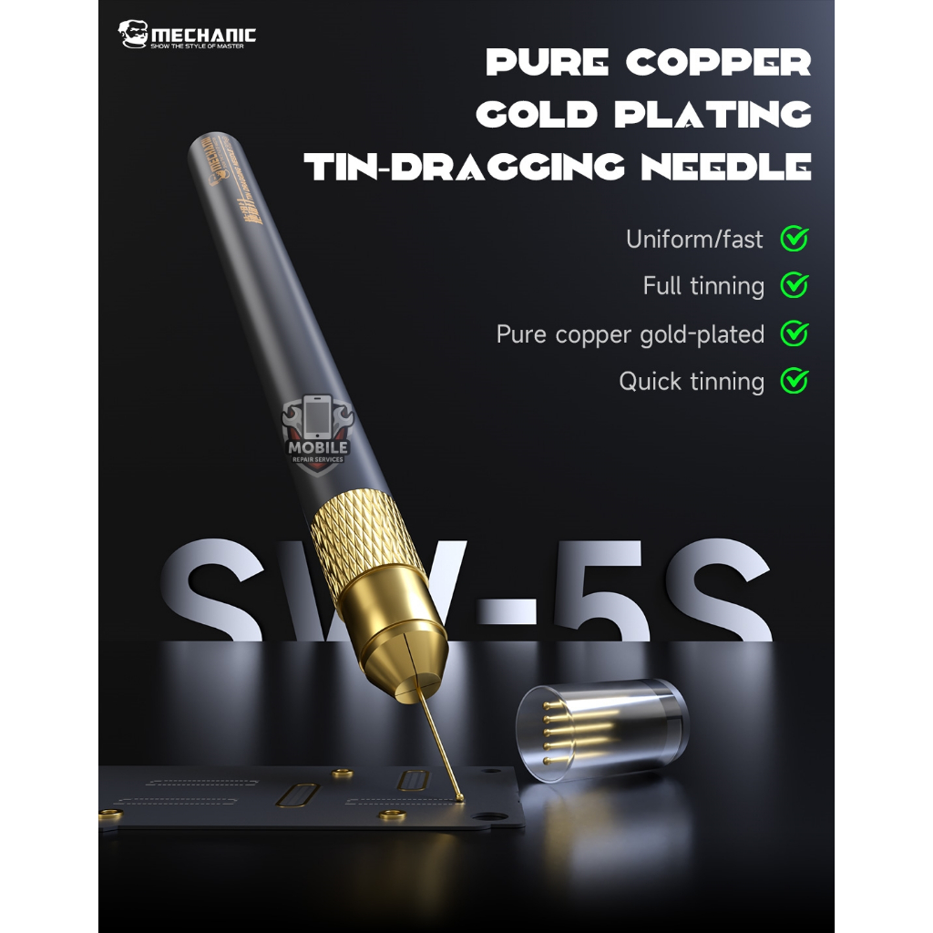 MECHANIC SW-5S ทองแดงบริสุทธิ์ทอง-ชุบดีบุกเข็มสําหรับซ่อมโทรศัพท์มือถือเมนบอร์ด BGA ชิป CPU เชื่อมเครื่องมือดีบุก