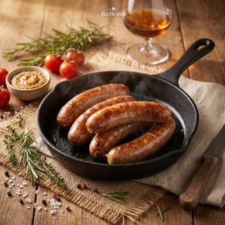 BarBestro ไส้กรอกเยอรมันหมูสไตล์ไทย สูตรบรั่นดี โฮมเมด ไส้กรอกหมู (German Sausage Homemade) 500g.