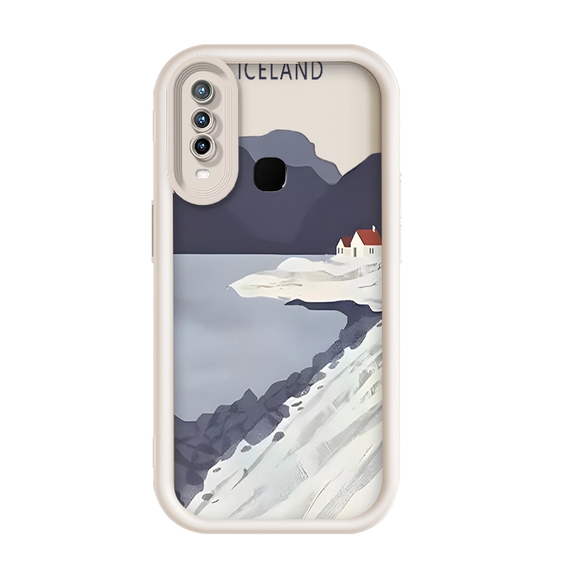 เข้ากันได้ Vivo Y17/Vivo Y12/Vivo U10/Vivo Y11 2019,ง่าย Iceland Flat Art Illustration กรณีโทรศัพท์ป