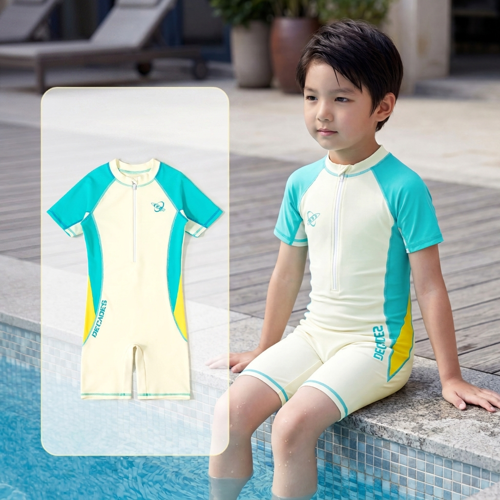 NT-216 (สินค้าพร้อมส่งจากไทย) 🌊 [OOTD Pool Side] ชุดว่ายน้ำสำหรับเด็ก บอดี้สูท One-piece ทรงสปอร์ต ดีไซน์สุดเท่! ⛱️