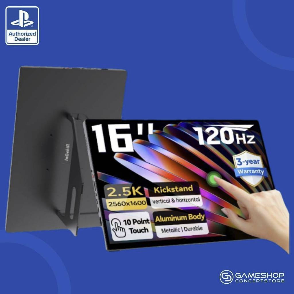 [ส่งด่วน] Intehill : New! จอมอนิเตอร์ พกพา T16KB  ขนาด 16 นิ้ว อัตราส่วน 16:10 หน้าจอ 2.5K/120Hz สำหรับ PS5 Nintendo
