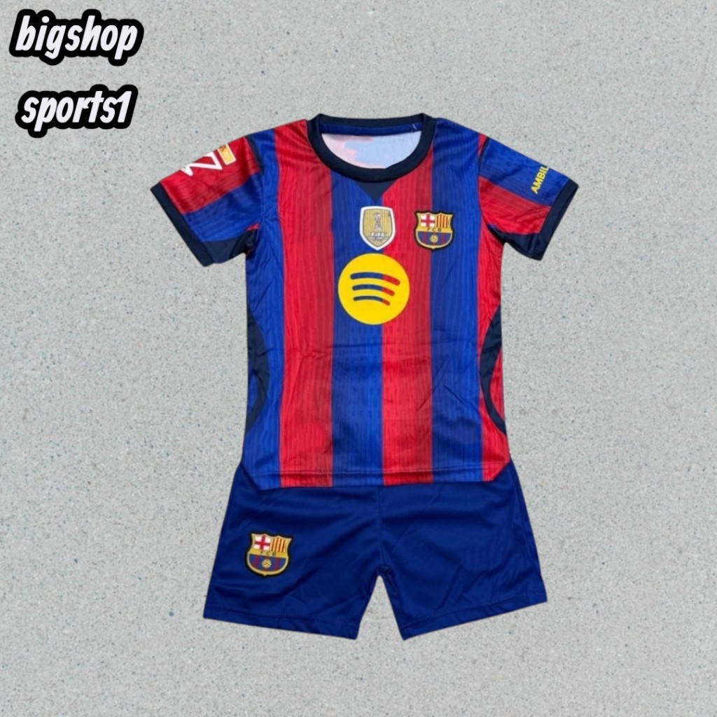ชุดฟุตบอลเด็ก Barce เนื้อผ้าดี ลายใหม่ล่าสุด สินค้ามีพร้อมส่ง