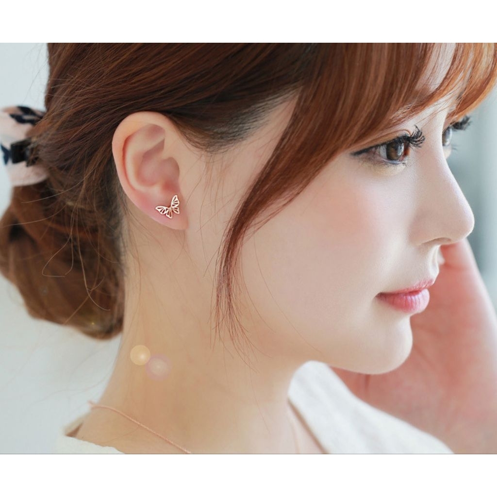 ต่างหูเสียบ ผีเสื้อเงินแท้ มีให้เลือก3สี ราคา1คู่ [S82]