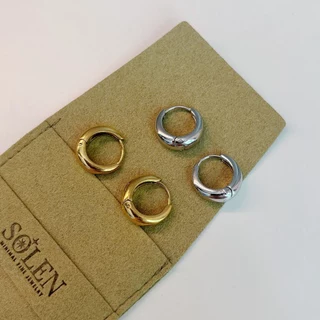 SOLEN Minimal Bold Hoops ต่างหูห่วงไทเทเนียม ทรงหนา มินิมอล ผิวแพ้ง่ายใส่ได้ Chunky Earrings