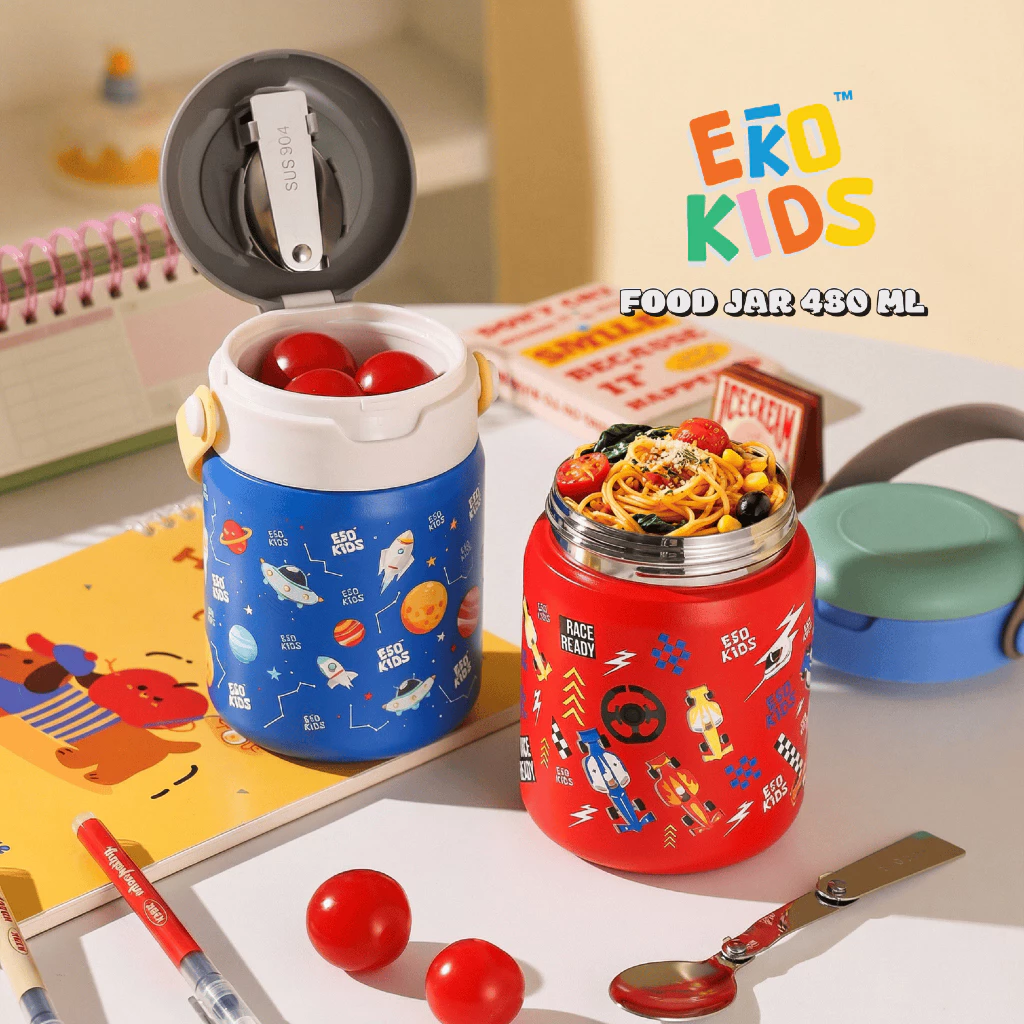 EKOKIDS FOOD JAR กระปุกอาหารสแตนเลส 304 สำหรับใส่อาหารและเครื่องดื่ม เก็บอุณหภูมิ ร้อน-เย็น แถมช้อนสแตนเลส 304 EKOZOU