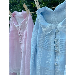 เสื้อเชิ้ตลูกไม้ แขนยาวคอบัวเด็กผู้หญิง งานสวยตรงปก