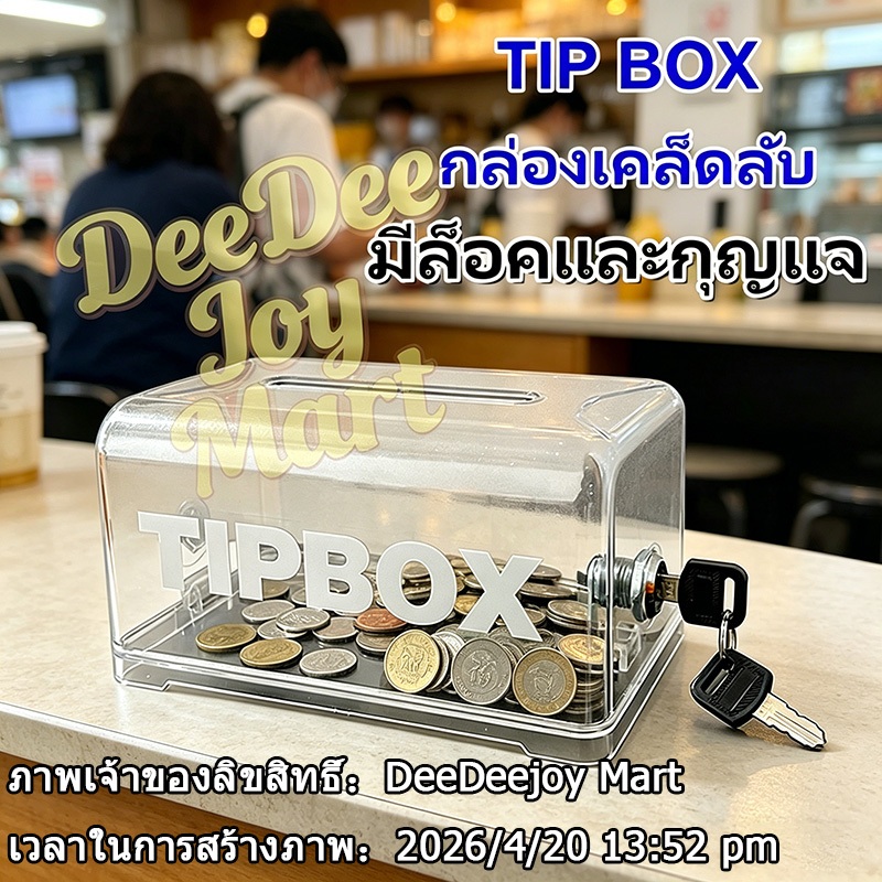 [พร้อมส่ง] Tip Box กล่องใส่ทิป กล่องทิป Box มีกุญแจล็อค ขนาด