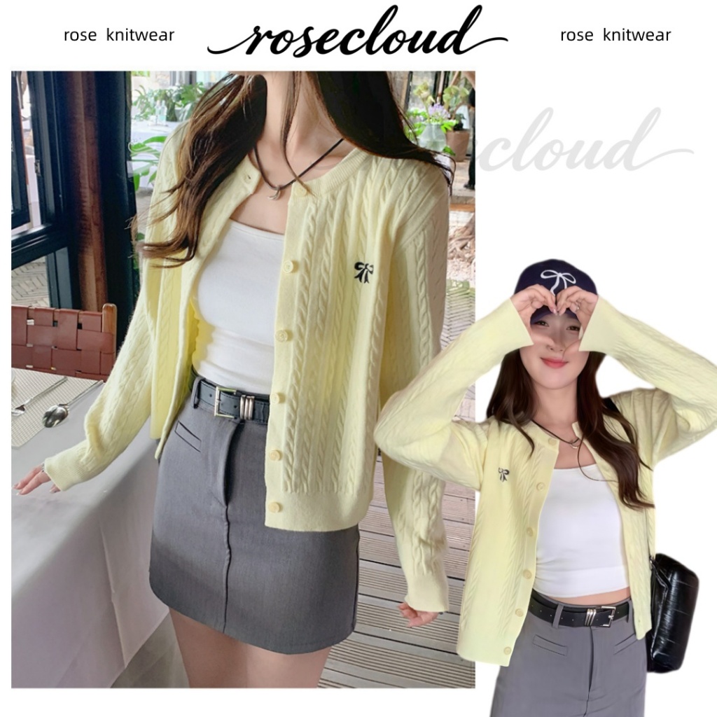 🌟rosecloud🌟เสื้อคาร์ดิแกนไหมพรมยาวสไตล์เกาหลีสีสันสดใส มีกระดุมด้านหน้า ใช้งานได้จริง นุ่ม ยืดหยุ่น และสวมใส่สบาย