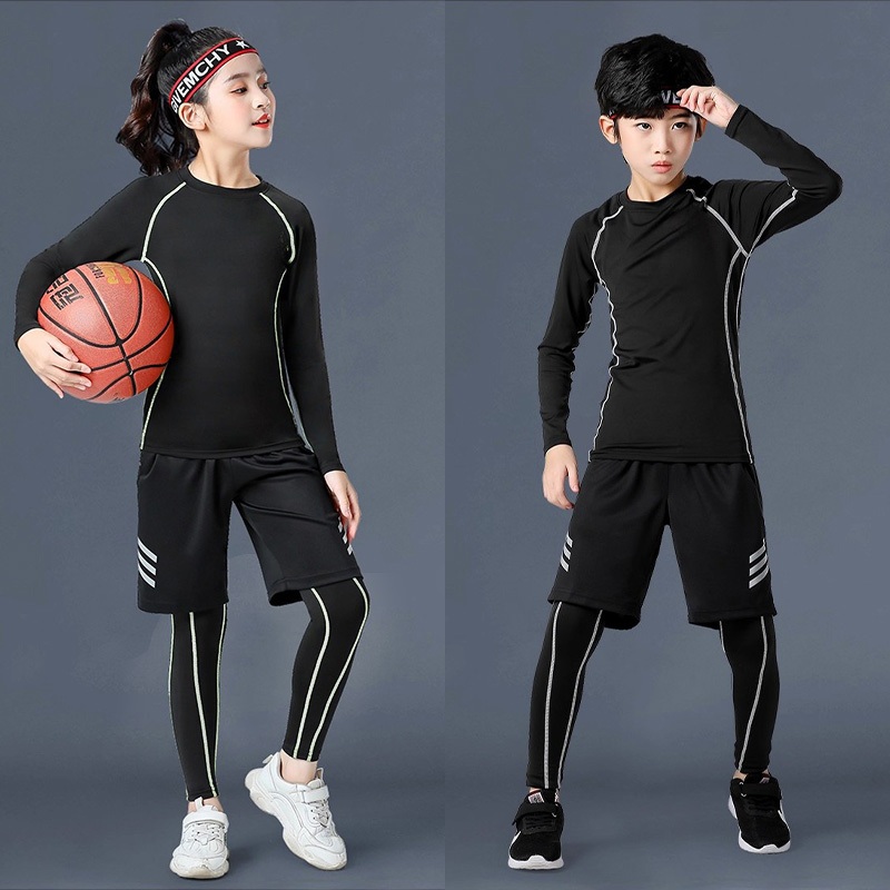 ชุดฝึกซ้อมสำหรับเด็ก เสื้อผ้าแห้งเร็ว ชุดกีฬาบาสเกตบอล ชุดฝึกซ้อมเข้ารูป