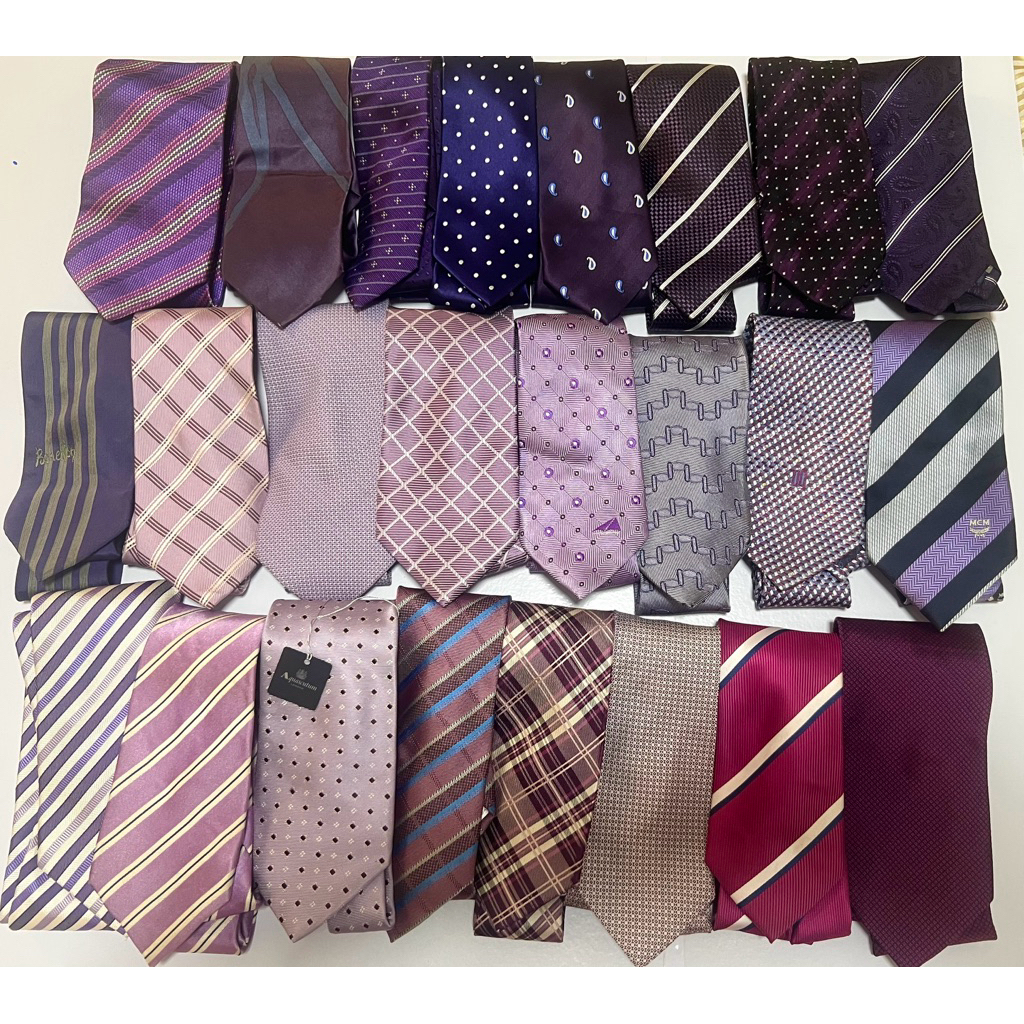 Set 16💜Purple Tie เนคไทสีม่วงแบบผูก นำเข้าญี่ปุ่นคัดเกรด