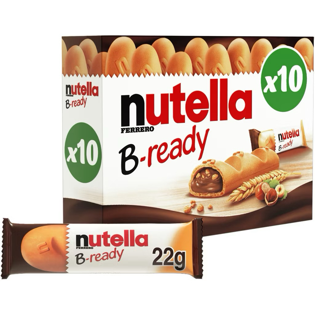 Nutella B-Ready เวเฟอร์อบกรอบสอดไส้นูเทลล่า (1 กล่อง มี 10 ชิ้น)