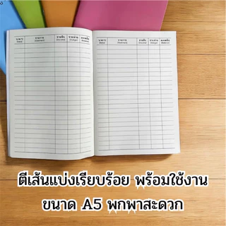 สมุดบันทึก รายรับ-รายจ่าย ขนาดA5 /48 หน้า 24 แผ่น