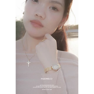 pasonne.co นาฬิกาข้อมือ รุ่น montra หน้าปัดวงรี สีทองทั้งตัวเรือน