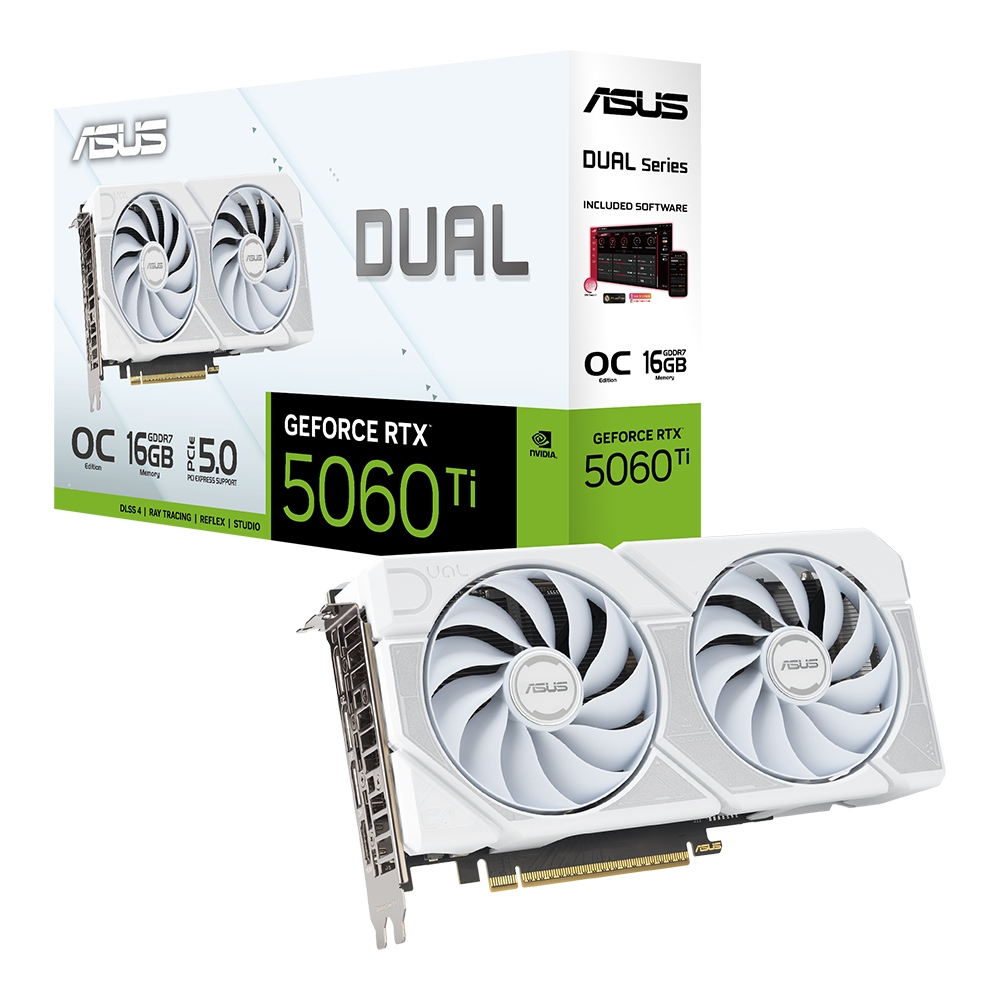ASUS DUAL GEFORCE RTX 5060 TI 16GB GDDR7 WHITE OC EDITION (DUAL-RTX5060TI-O16G-WHITE)