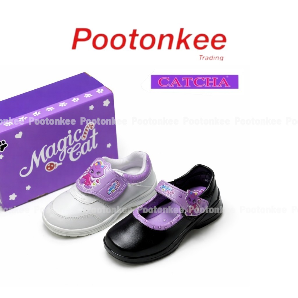 CATCHA รองเท้านักเรียนหญิง รองเท้าหนังดำ พละ Magic cat รุ่น CC-01 / CC-02 ไซส์ 26-31 ของเเท้ พร้อมส่ง