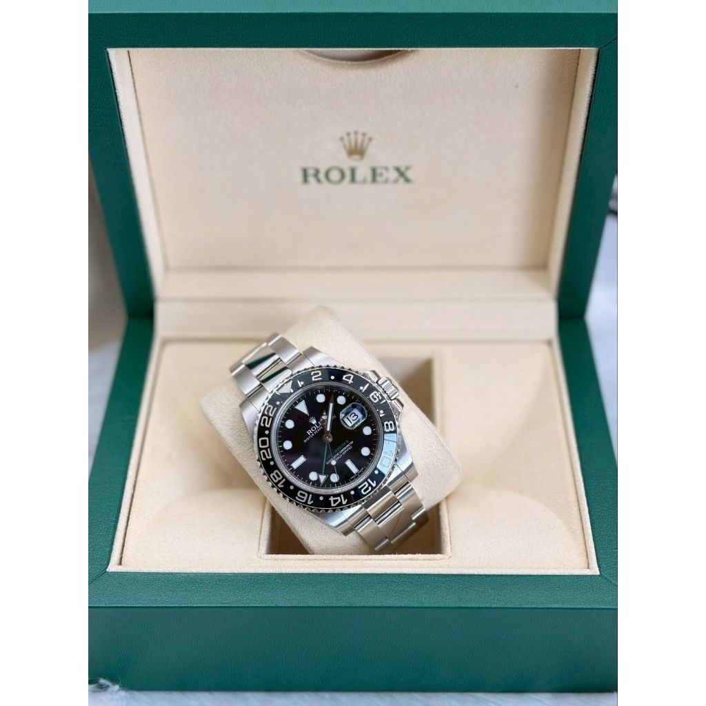 Rolex ของแท้ มือสอง Greenhandเข็มเขียว Discon Model fullset2012 Rolex Gmt Greenhand ceramic▪️scamble