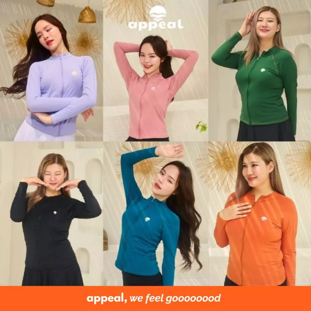 ☀️APPEAL🌊 เสื้อว่ายน้ำผู้หญิง Feel the Beach Rashguard เสื้อว่ายน้ำแขนยาว เสื้อว่ายน้ำกันUV มีซิป มีซับใน มีฟองน้ำ P080