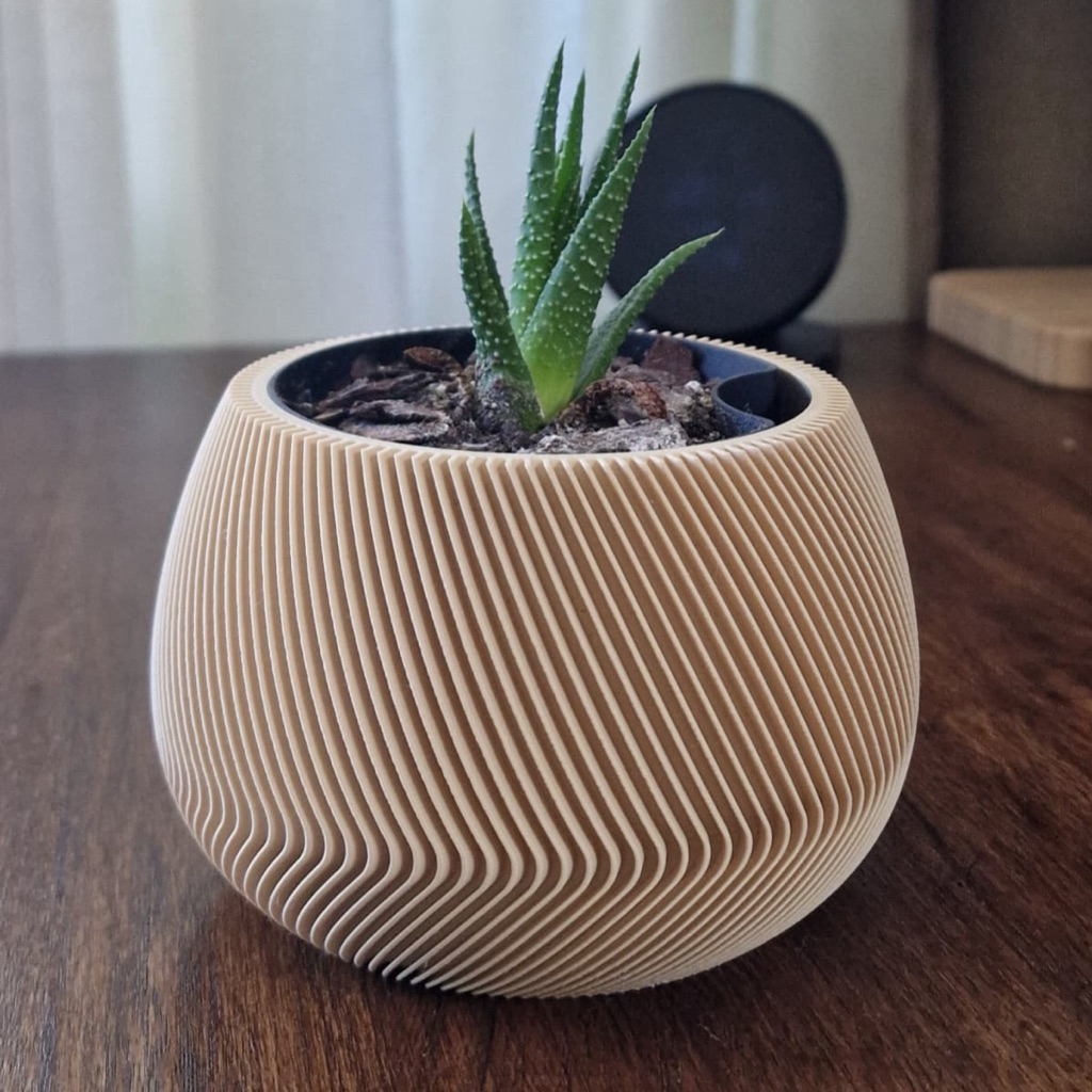 กระถางต้นไม้ Modern Minimal 3D | Self-Watering | แต่งบ้าน แต่งโต๊ะทำงาน | ZenFlow Soft Tone